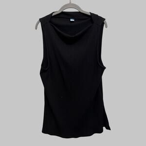 Old Navy Ribbed Knit Black Top Sleeveless Long Capsule Wardrobe Quiet Luxury XL